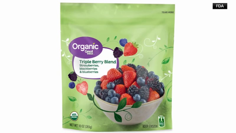 Packages of the Great Value brand of organic triple berry blend has been recalled due to...